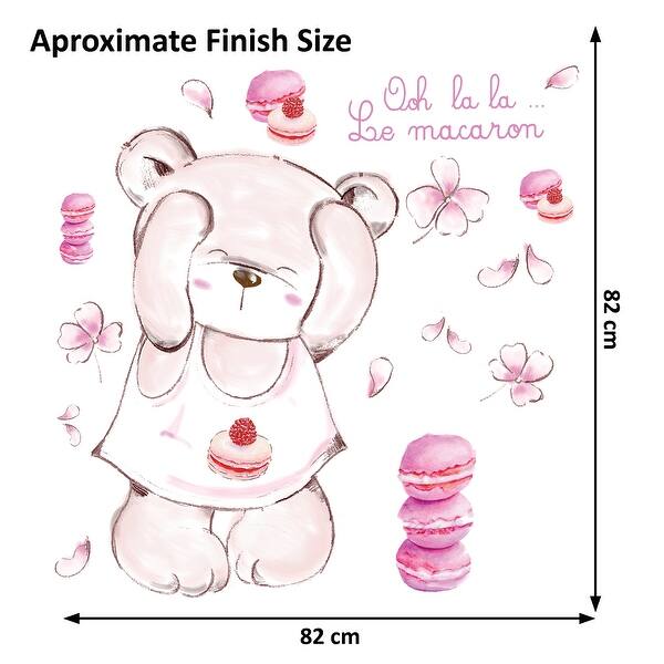 dimension image slide 1 of 3, Walplus Pink Macaron Bear Wall Sticker Wall Art Nursery Decor Decal
