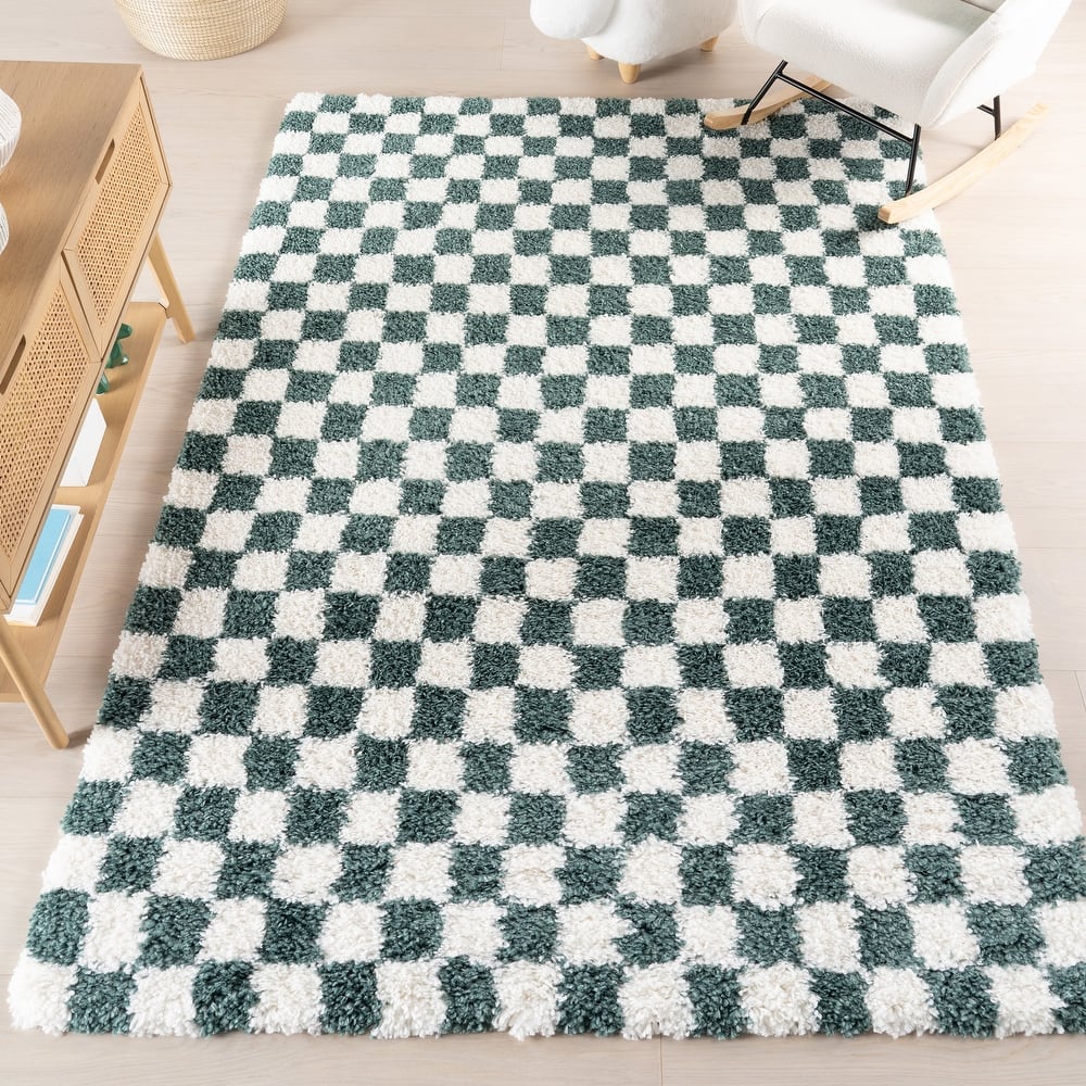 Nuloom Adelaide Mid-Century Checkered Shag Area Rug