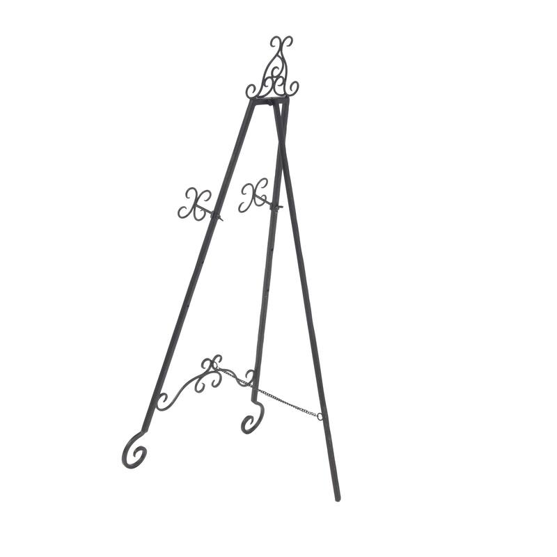 Metal Scroll Large Adjustable 3 Tier Display Easel with Chain Support - Black - Roche River Decor
