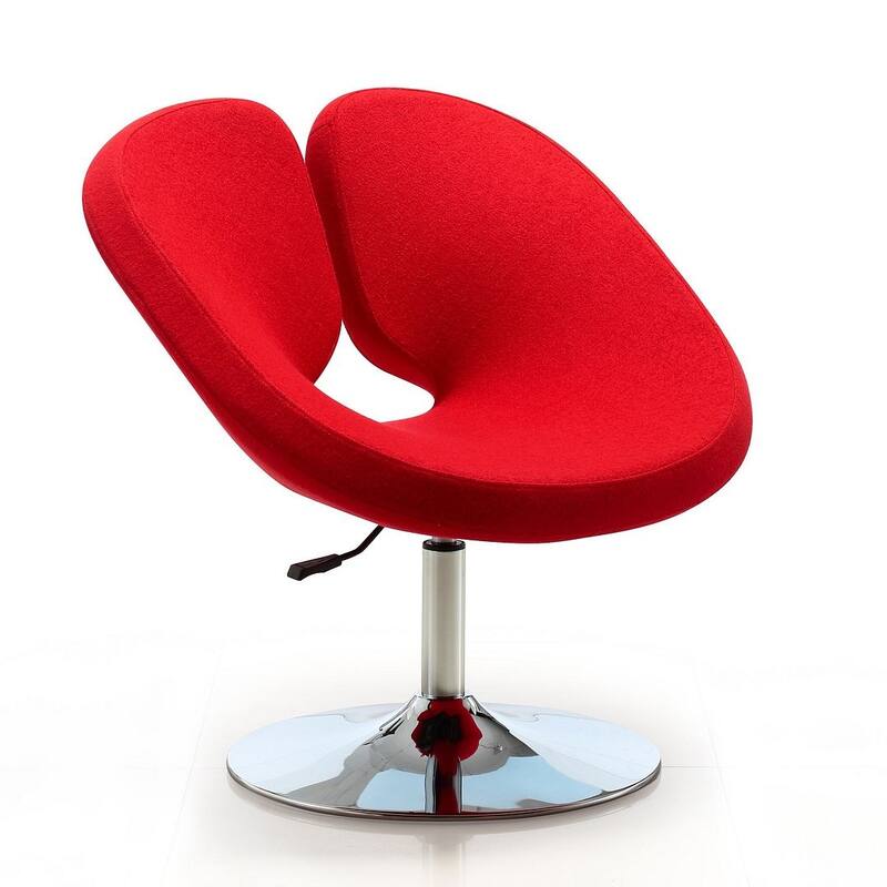 Manhattan Comfort Perch Polished Chrome Wool Blend Adjustable Chair - Red