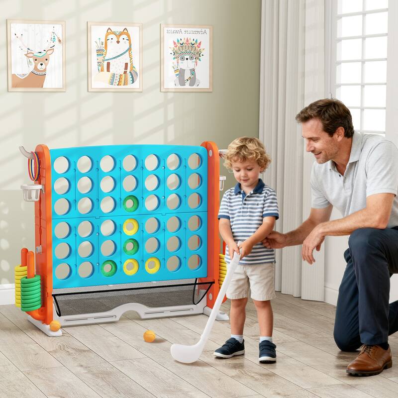 PE PP PVC 4-in-1 Jumbo Game Set with Adjustable Height and Cup Holders - 40.5" x 15.5" x 32.5"-38.5"