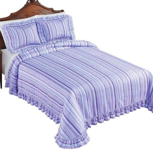 Elegant Spring Stripe Plisse Ruffled Edge Bedspread Bed Bath & Beyond