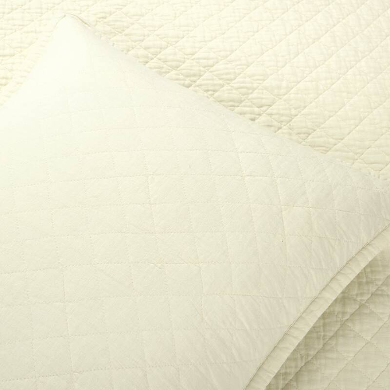 Lush Decor Belgian Flax Prewashed Linen Rich Cotton Blend Quilt 3 Piece Set