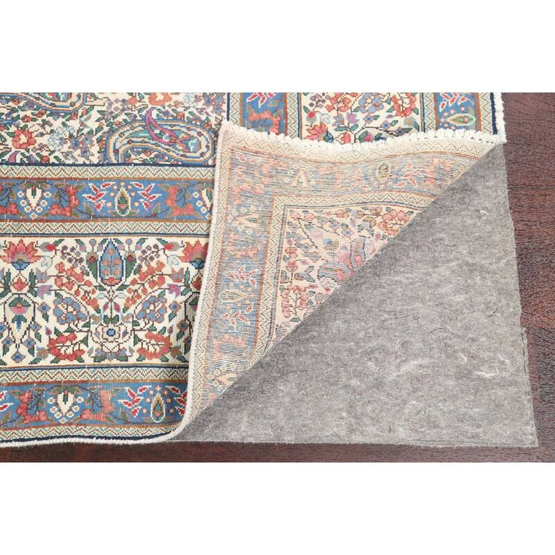 Muted Distressed Paisley Kerman Persian Area Rug Handmade Wool Carpet - 9'8" x 12'6"
