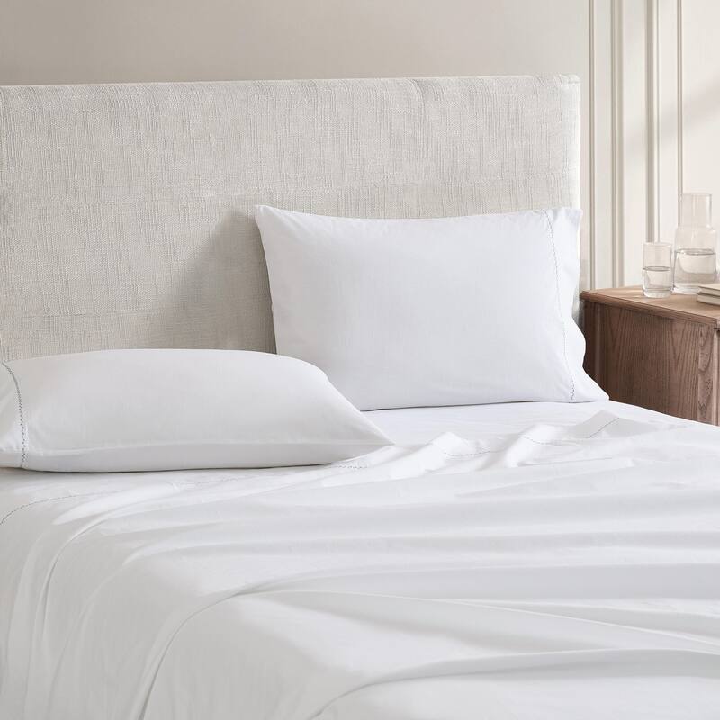 Martha Stewart Lilly Pond Leaf Embroidered Cotton Sheet Set