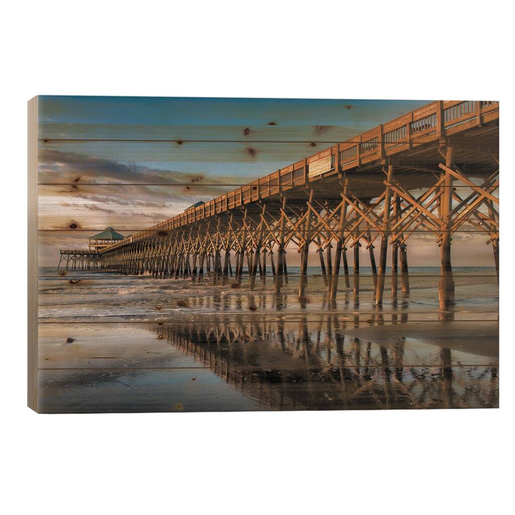 Sun Bath On Folly Beach Print On Wood by Danny Head - Multi-Color
