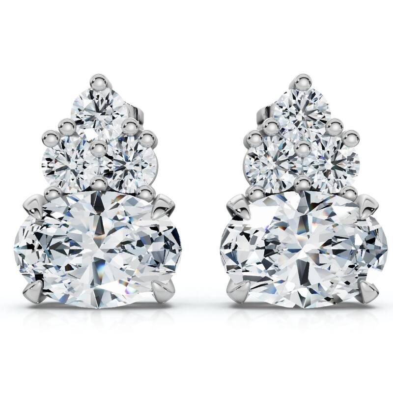 Certified 5Ct Oval Diamond Studs Gold Lab Grown FG/VS