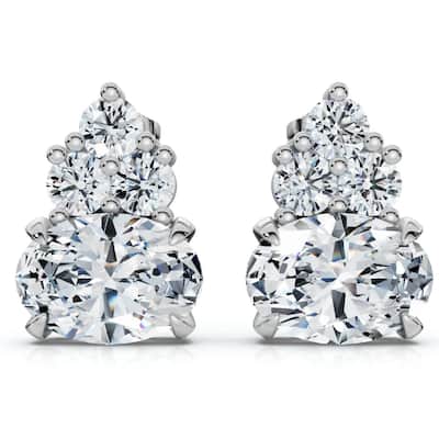 Certified 5Ct Oval Diamond Studs Gold Lab Grown FG/VS
