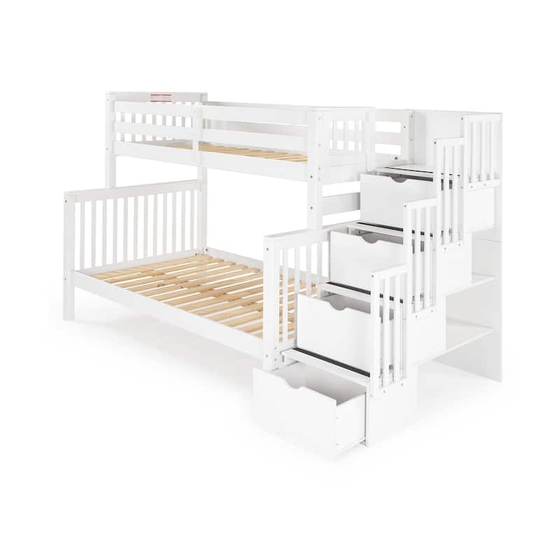 Taylor & Olive Trillium Twin over Full Stairway Bunk Bed, 2 Drawers