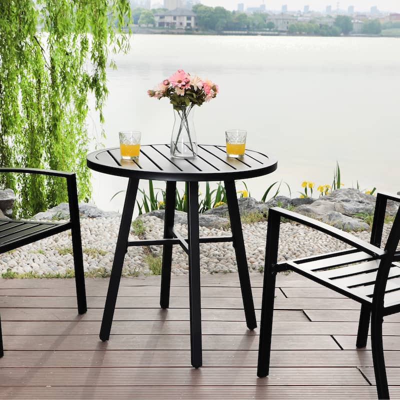 MAISON ARTS Outdoor Bistro Table Round Metal Patio Dining Table Small Side End Table Outdoor Furniture Table