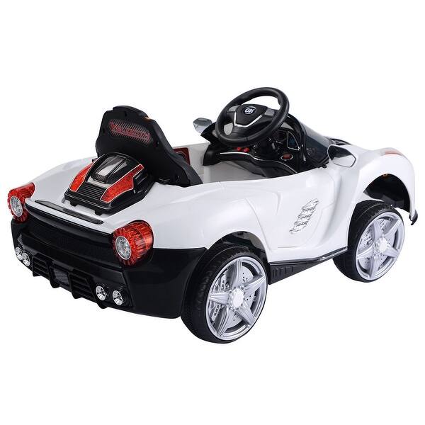 12v Battery Powered Kids Ride On Car Rc Remote Control W Led Lights Music White Overstock 17259428