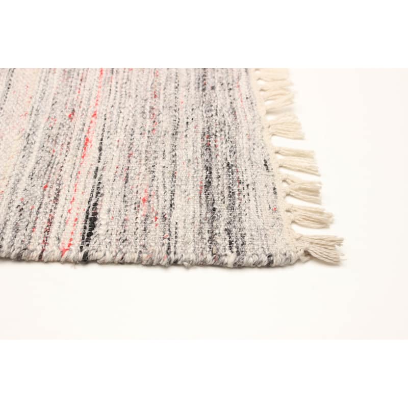 ECARPETGALLERY Flat-Weave Ankara FW Light Grey Wool Kilim - 5'7 x 7'3