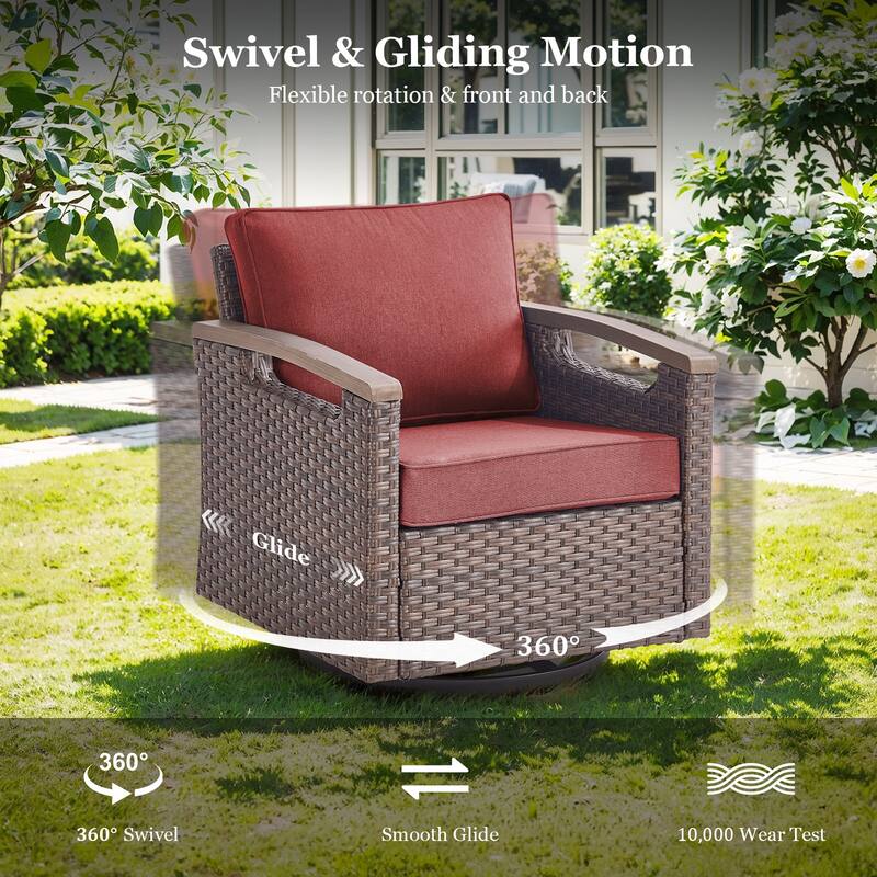 360° Swivel Outdoor Rattan Chair with Thickened Cushion