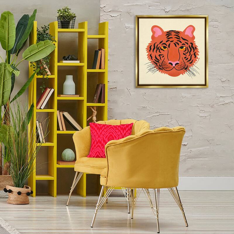 Stupell Modern Wild Tiger Face Framed Floater Canvas Wall Art Design By Carrie Cantwell