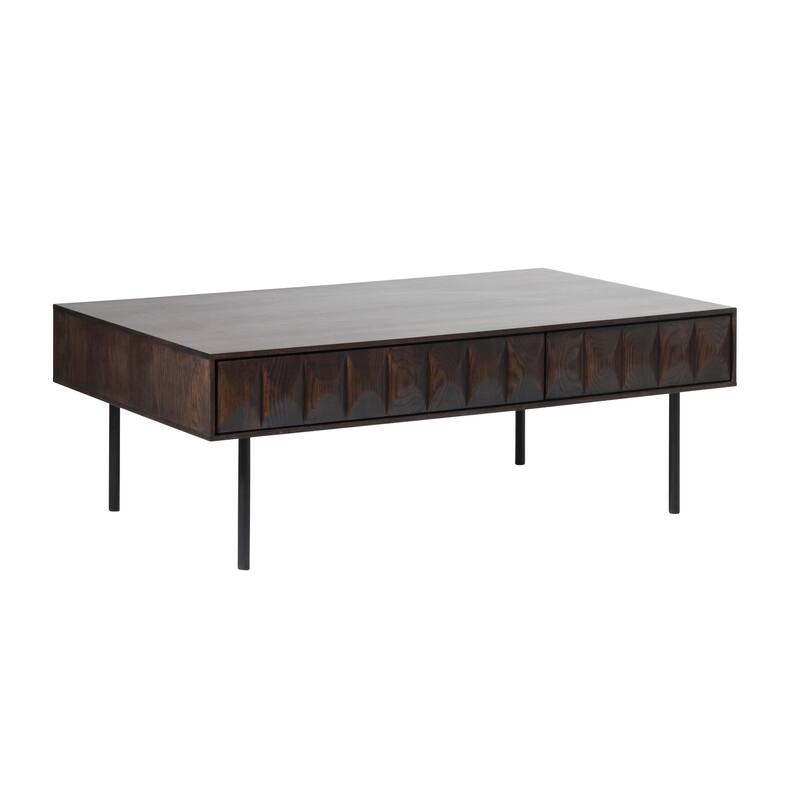 Rye Studio Modern 46" Wide 2-Drawer Coffee Table, Espresso Oak - 28"W x 46"L x 16.5"H