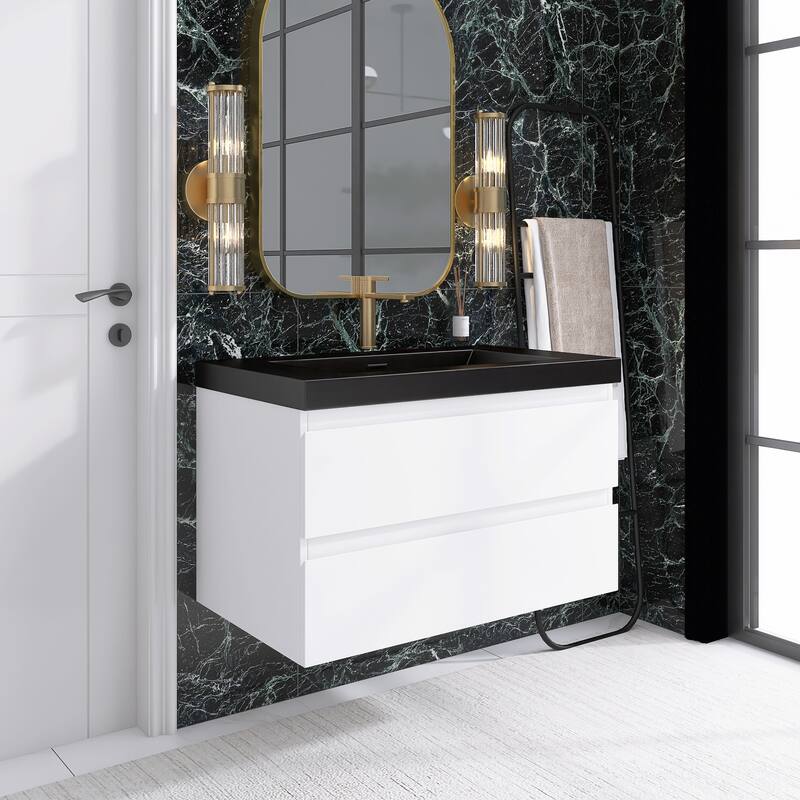 Floating Bathroom Vanity with Quartz Sand Top