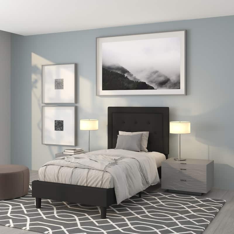 Panel Tufted Upholstered Platform Bed