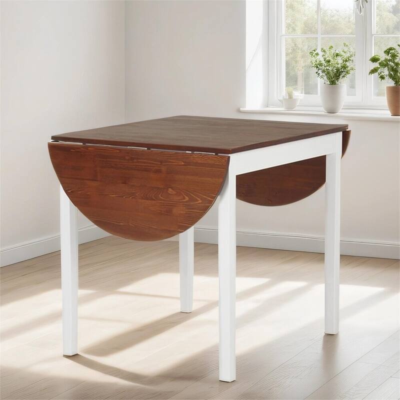 Solid Wood Folding Dining Table Expandable Folding Round Table