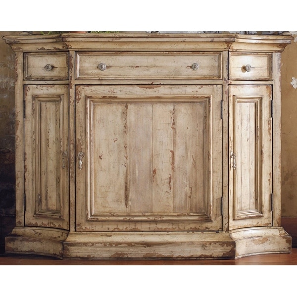 Hooker Furniture 5004-75900 56" Wide Hardwood Cabinet from the Wakefield Collection - Distressed Taupe White