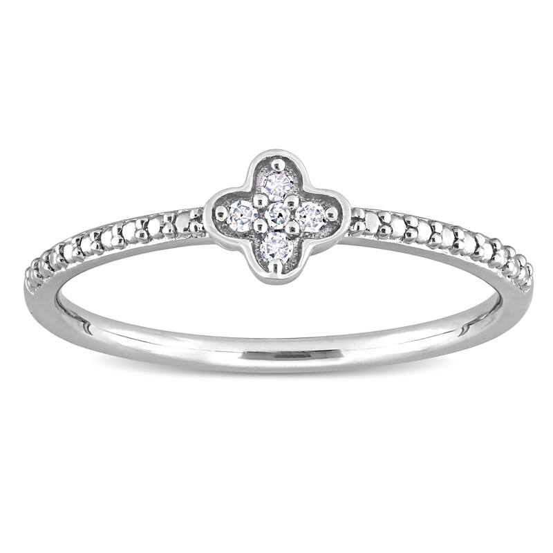 Miadora Diamond Accent Quatrefoil Promise Stacking Ring in Sterling Silver