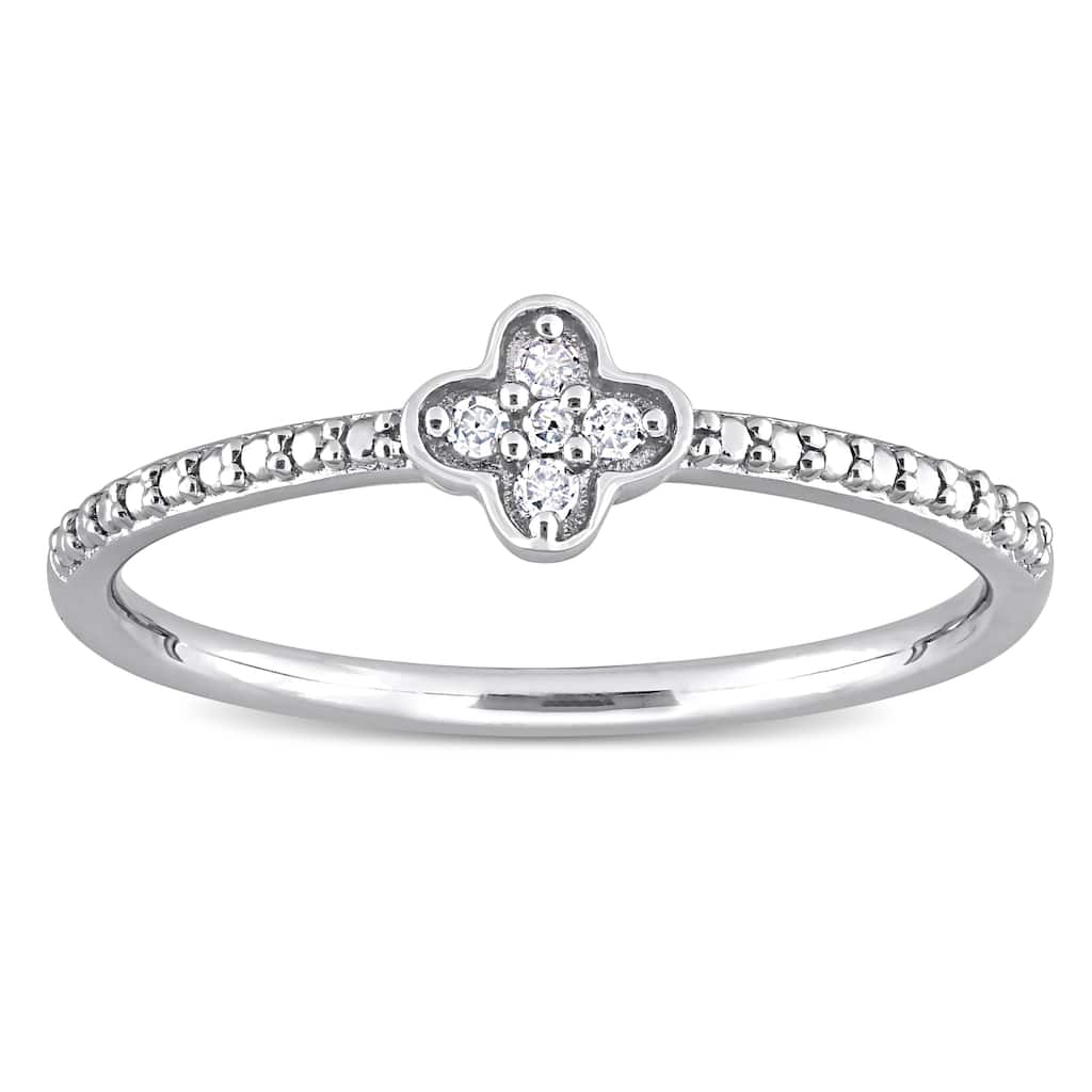 Miadora Diamond Accent Quatrefoil Promise Stacking Ring in Sterling Silver
