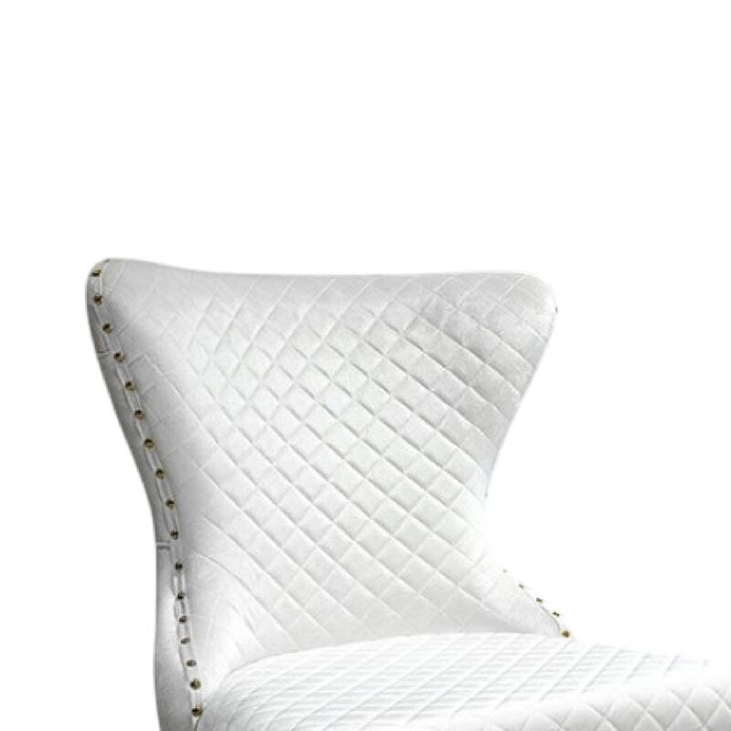 Anova Dining Side Chair Set of 2, Diamond Pattern White Seat, Gold Leg