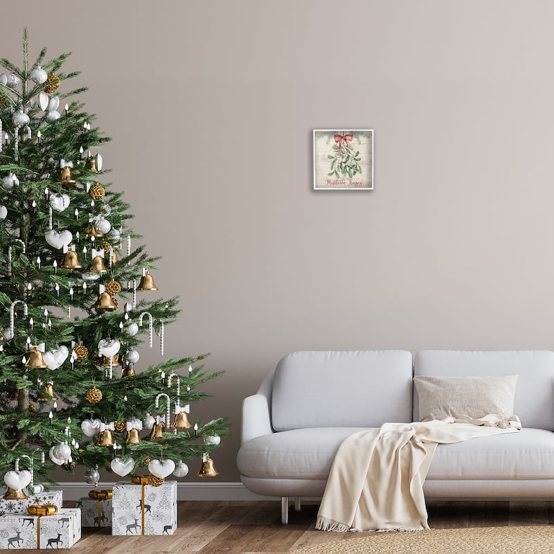 Stupell Rustic Mistletoe Kisses Framed Giclee Art Design By Mollie B.