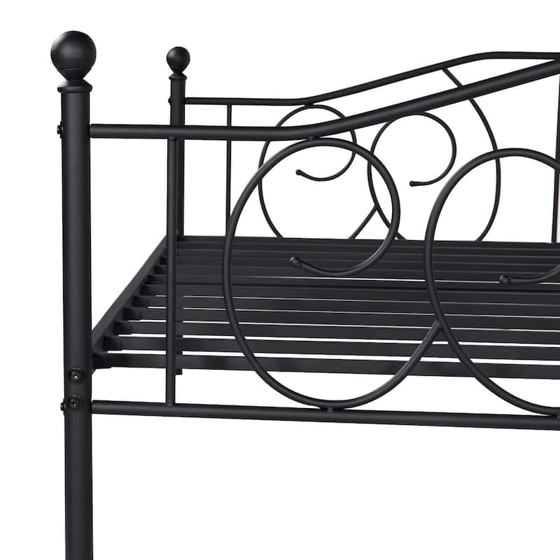Javlergo Twin Metal Daybed Frame with Slats Classic Mattress Foundation No Box Spring Needed