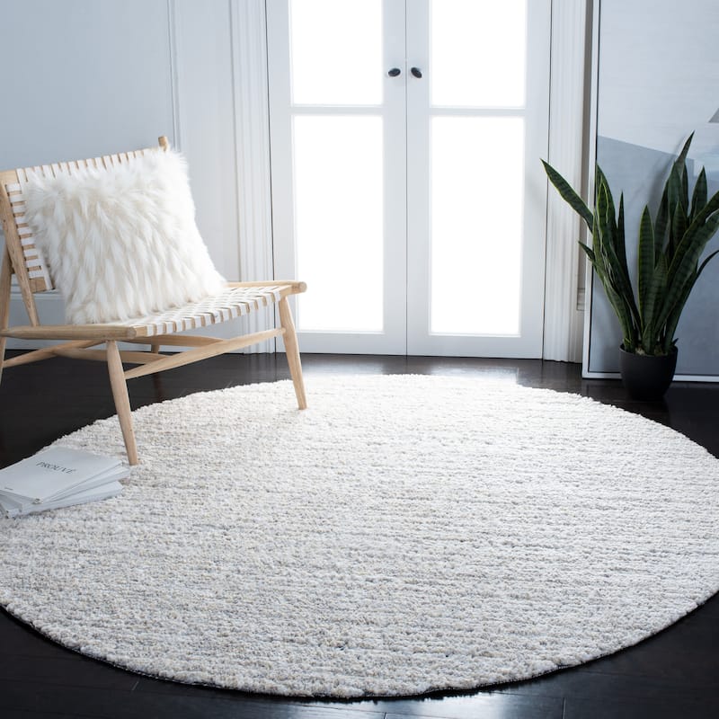 SAFAVIEH Burko Hyeon Modern 1-inch Thick Rug - 6'7" Round - Grey/Ivory