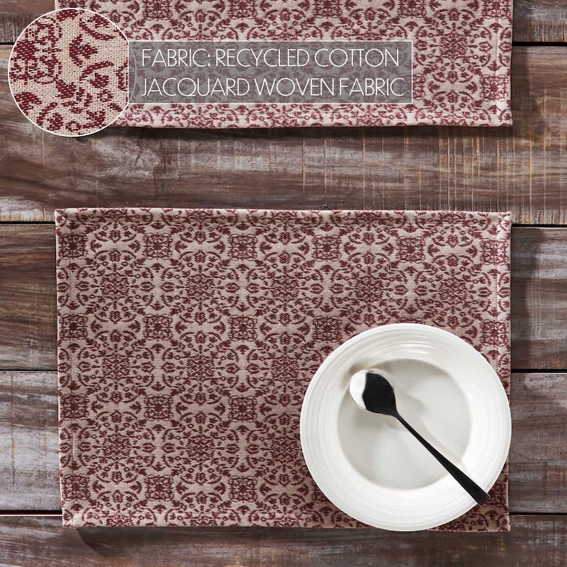 Custom House Burgundy Tan Jacquard Placemat Set of 2 13x19