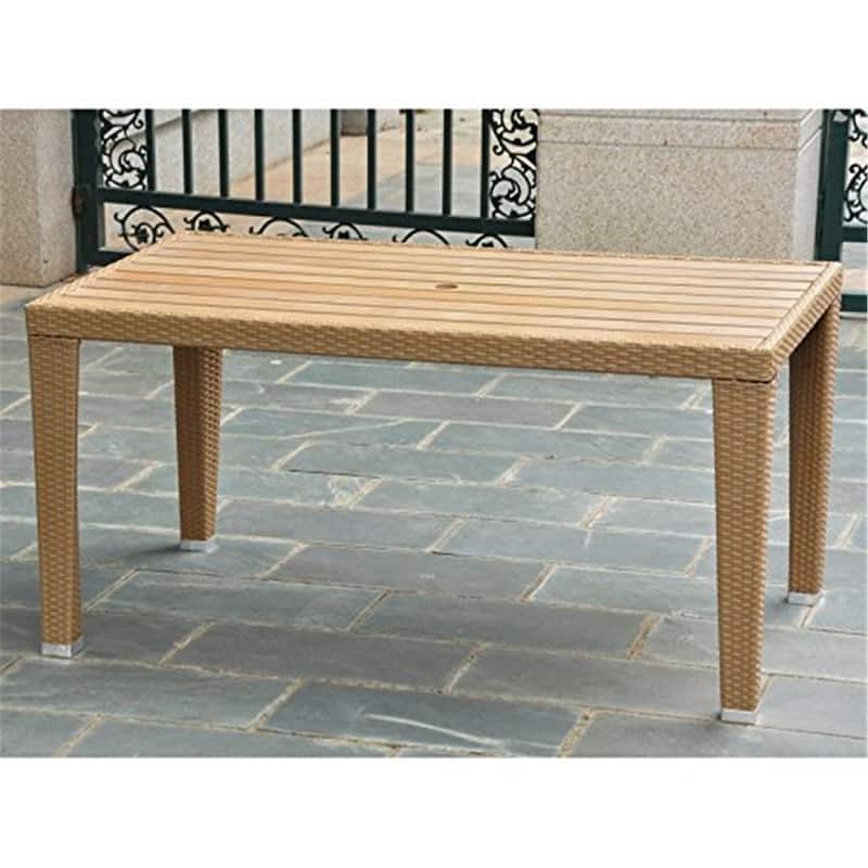 Rectangular Outdoor Dining Table - Resin Wicker Aluminum Patio Table - 47