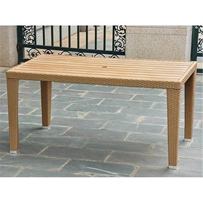 Rectangular Outdoor Dining Table - Resin Wicker Aluminum Patio Table - 47