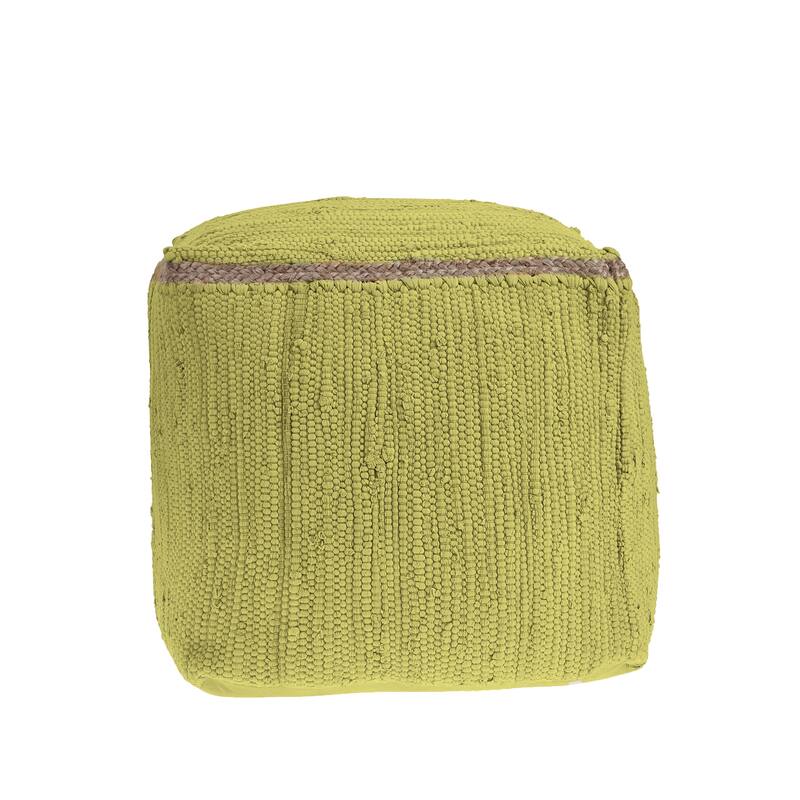 Sevita Birch Hand-Loomed Square Cotton and Jute Pouf