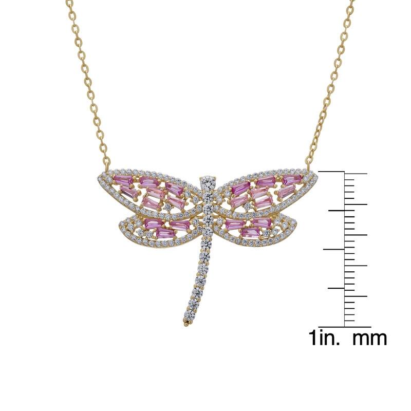 Victoria Townsend .925 Sterling Silver Pink Cubic Zirconia Dragonfly Necklace