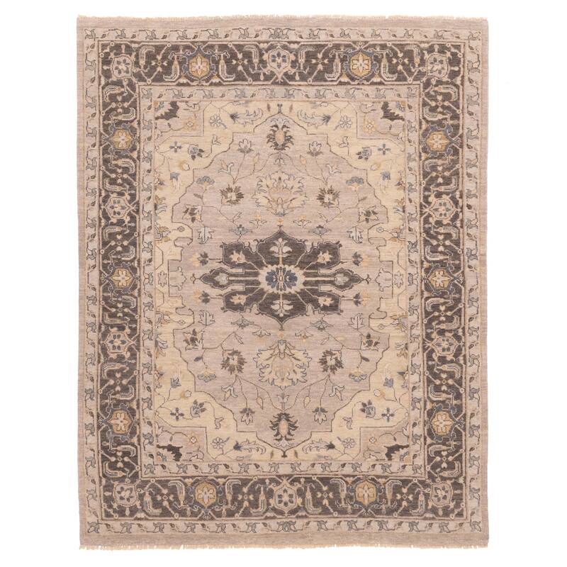 ECARPETGALLERY Hand-knotted Finest Agra Jaipur Light Grey Wool Rug - 7'9 x 9'10