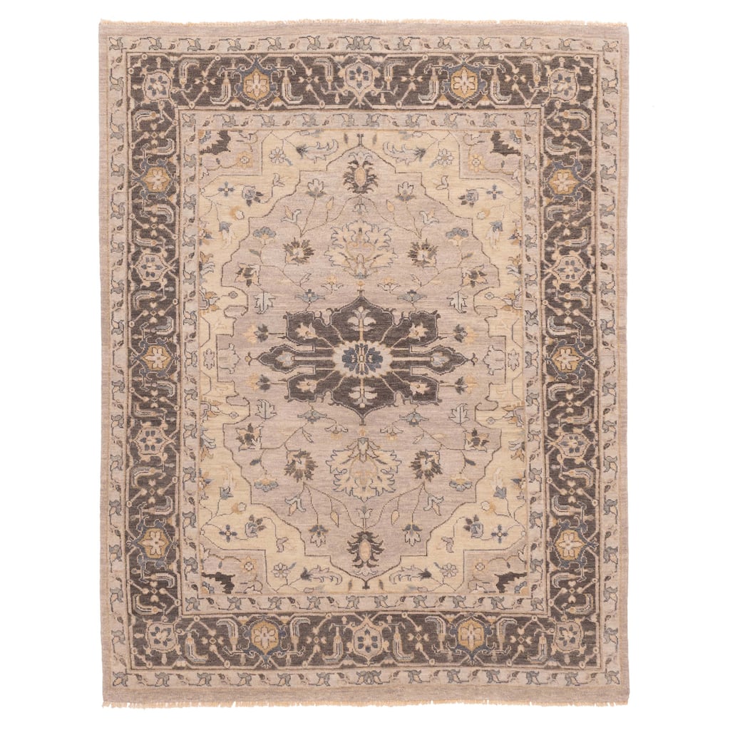 ECARPETGALLERY Hand-knotted Finest Agra Jaipur Light Grey Wool Rug - 7'9 x 9'10