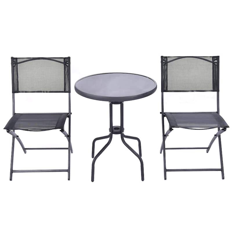 Gymax Outdoor Patio Furniture 3PCS Garden Backyard Folding Bistro Set - Set of 3