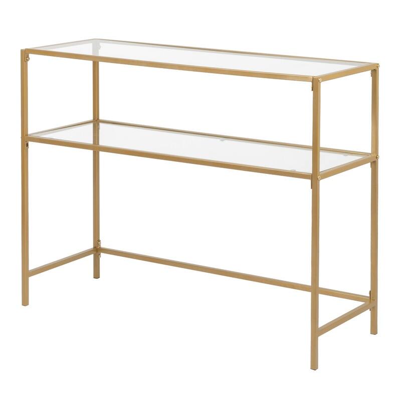 Modern Gold Frame 39.4" Entryway Console Table Glass Top