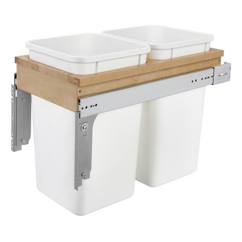 Rev-A-Shelf 4WCTM-15DM2 Double 27 Quart Top Mount Pullout Waste Container, White