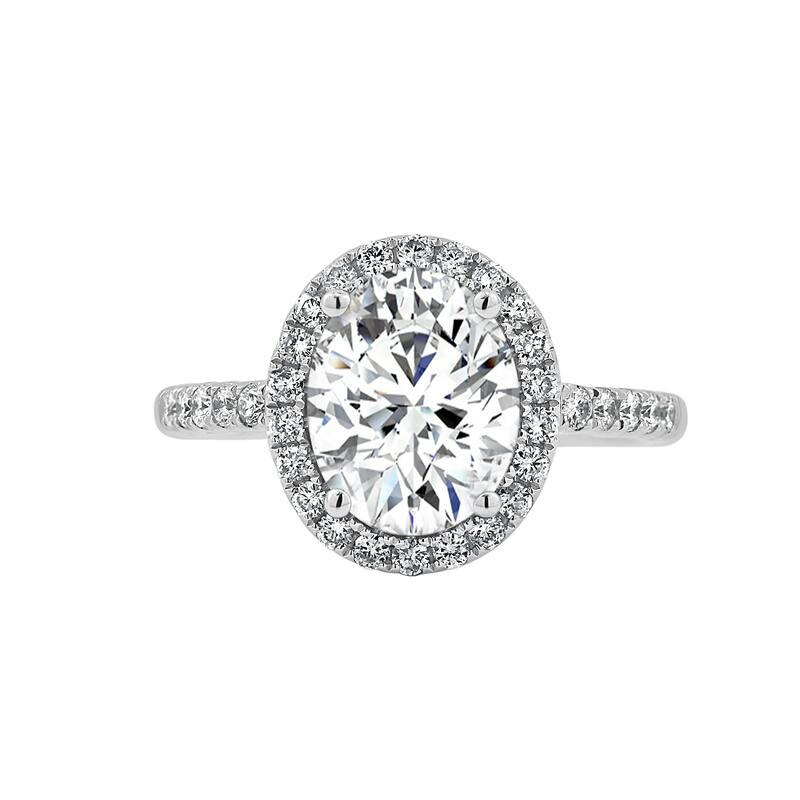 Auriya 14k Gold 2 1/4ct Oval Moissanite Halo Diamond Engagement Ring 3/8cttw
