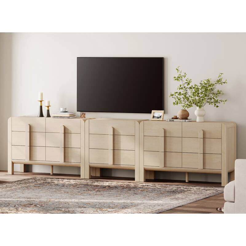 WAMPAT Modern Dresser TV Stand For Tvs Up To 120 Inch, 3-In-1 Wood Media Console With Drawers, Mid Century Entertainment Center