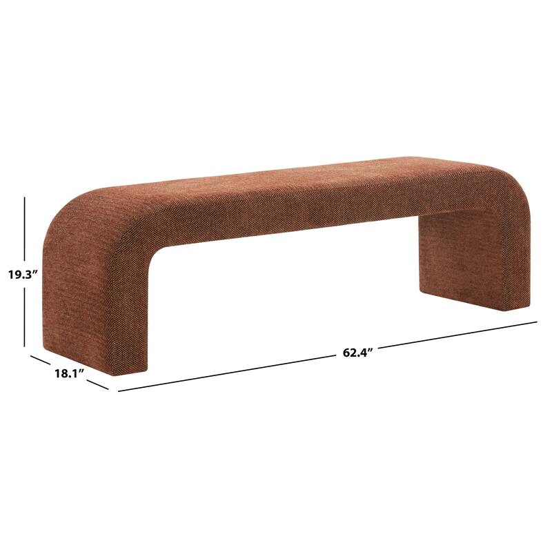 SAFAVIEH Couture Tuyet Curved Waterfall Upholstered Bench (Fully Assembled) - 62" Wx18" Dx19" H - 62"W x 18"D x 19"H