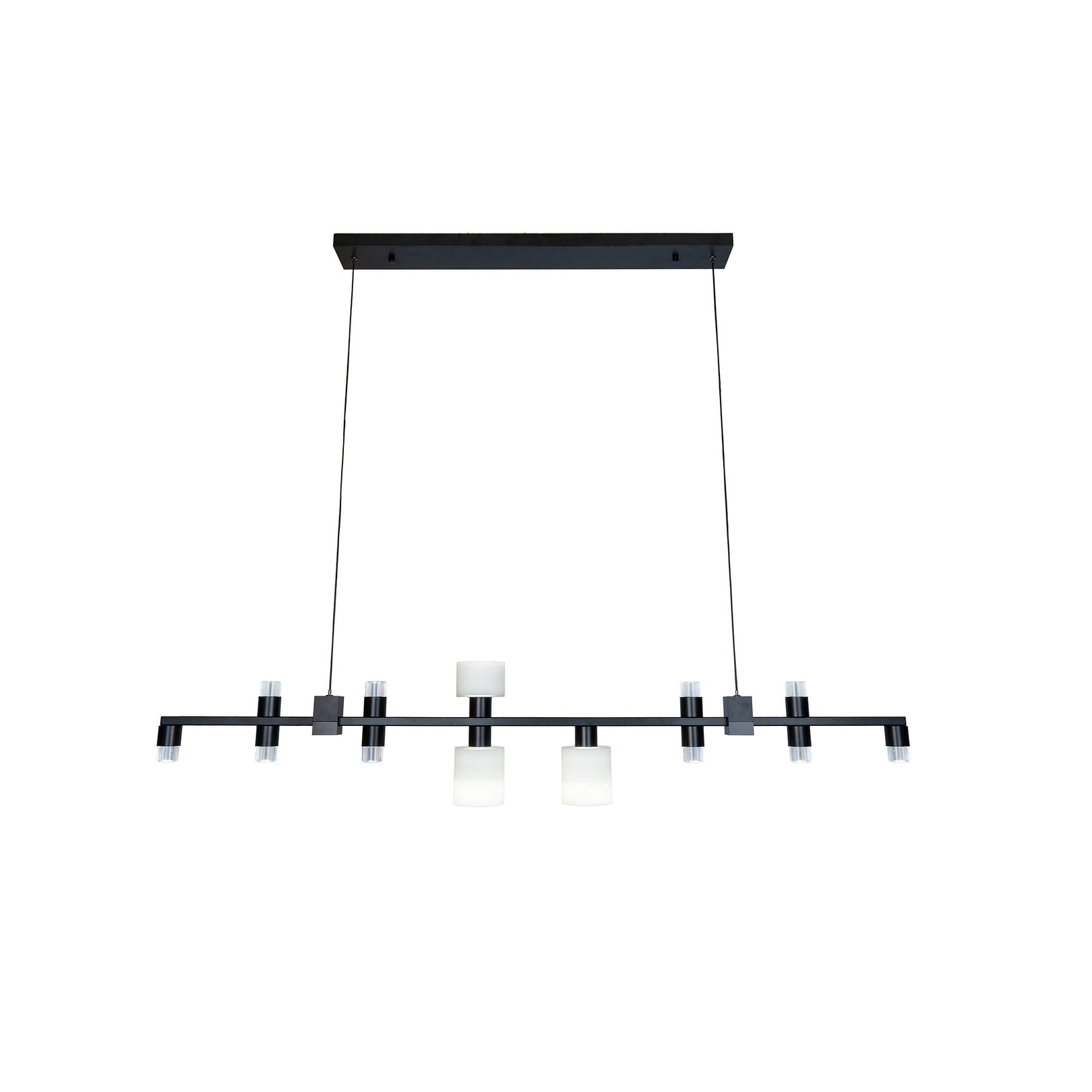 Transitional 13-Light Black LED Chandelier With Glass Shades - N/A