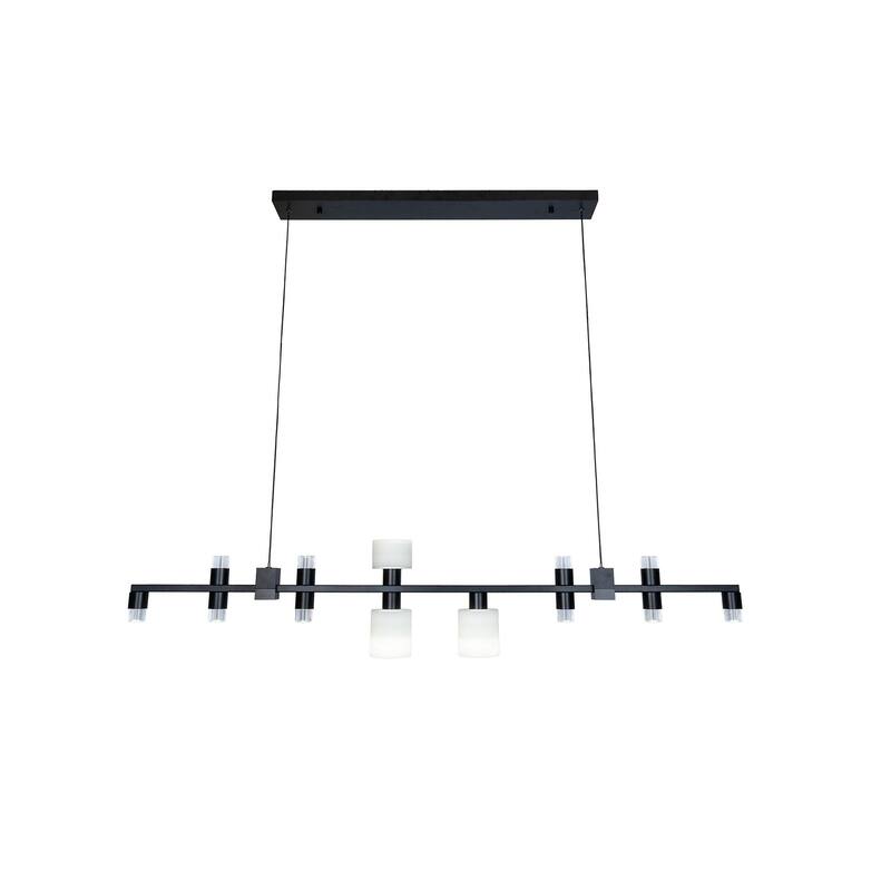 13-Light Black LED Chandelier With Glass Shades