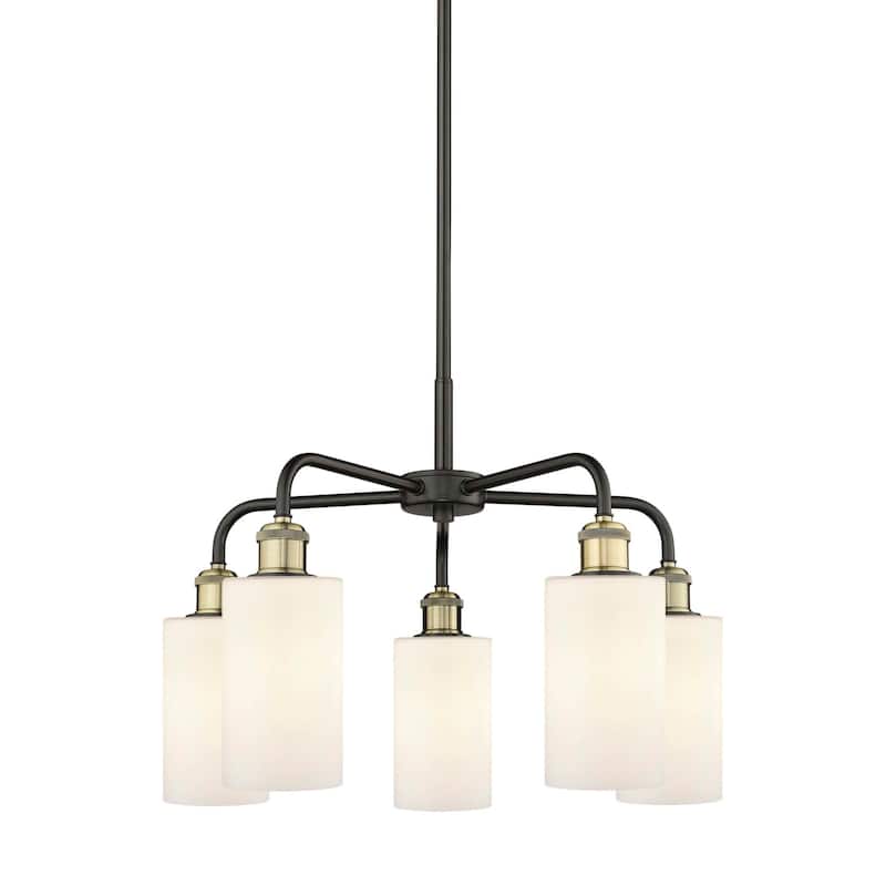 Innovations Lighting 516-5CR-15-22 Clymer Chandelier Clymer 5 Light - Black Antique Brass / Matte White