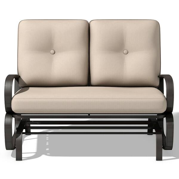 Shop Costway Glider Outdoor Patio Rocking Bench Loveseat Cushioned Seat On Sale Overstock 27790221