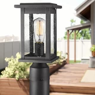 Outdoor Post Light Fixtures, 1-Light with Seeded Glass - ‎6 x 6 x 12 inches