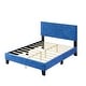 preview thumbnail 5 of 3, 4-Pieces Bedroom Sets Queen Size Upholstered Bed Frame with Rivet Design,Nightstands and Ottoman,Blue