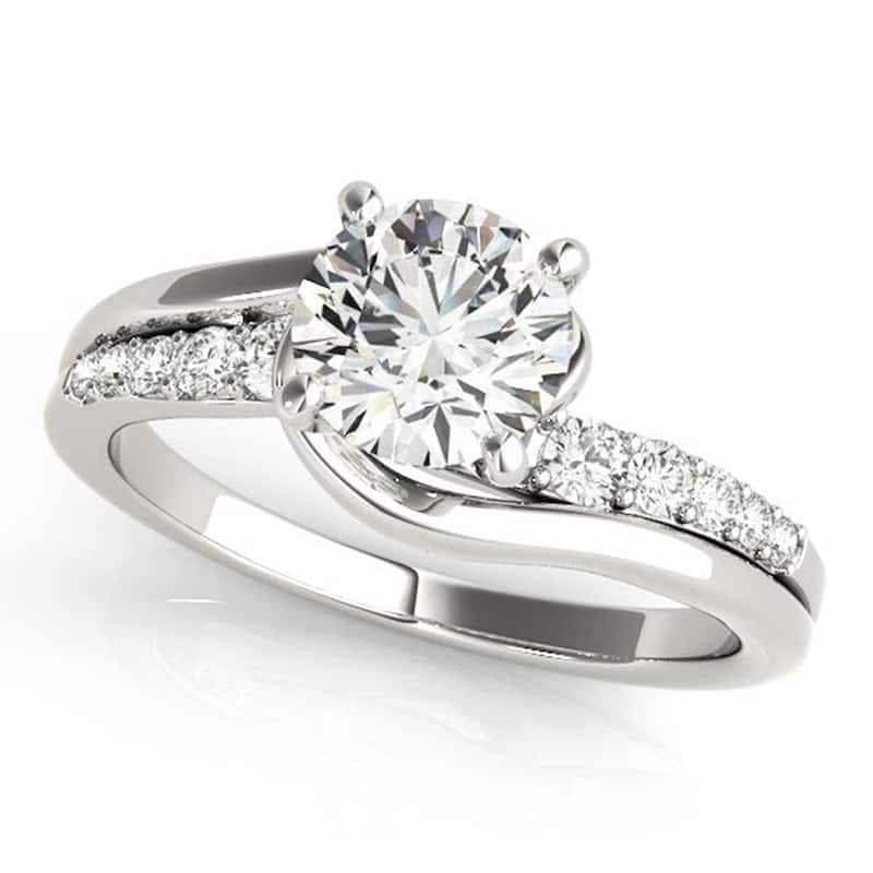Auriya 14k Gold 1 1/2ctw Modern Moissanite and Diamond Engagement Ring 1/4ctw - White - 5.5