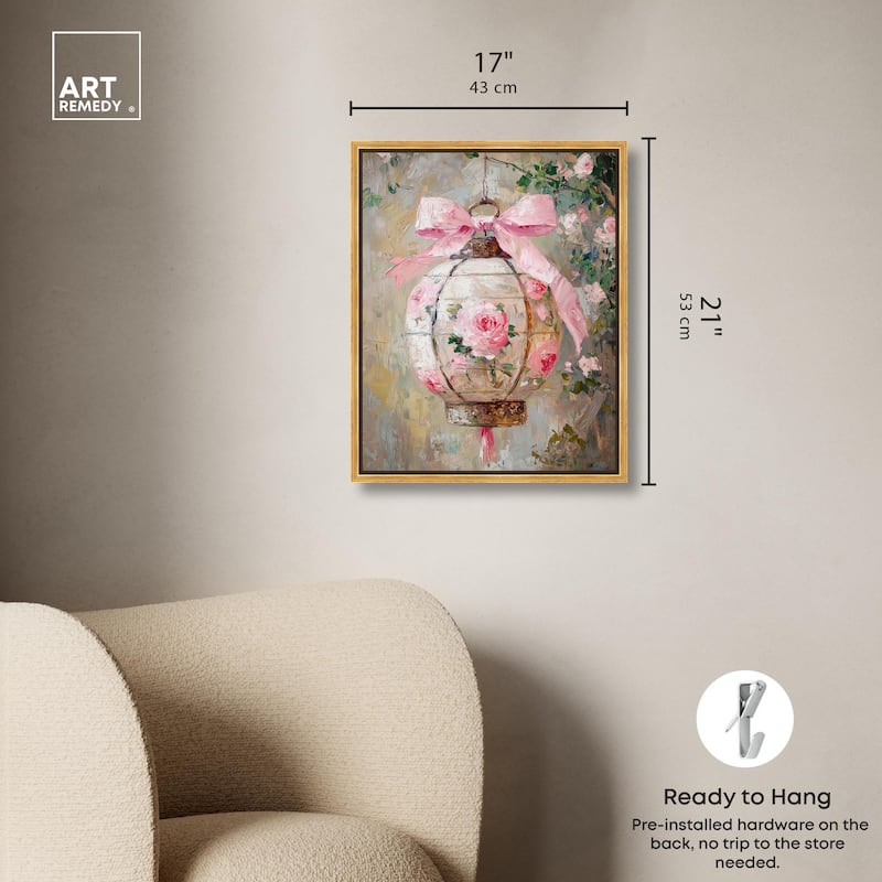 Rose Garden Lantern Canvas by Art Remedy
